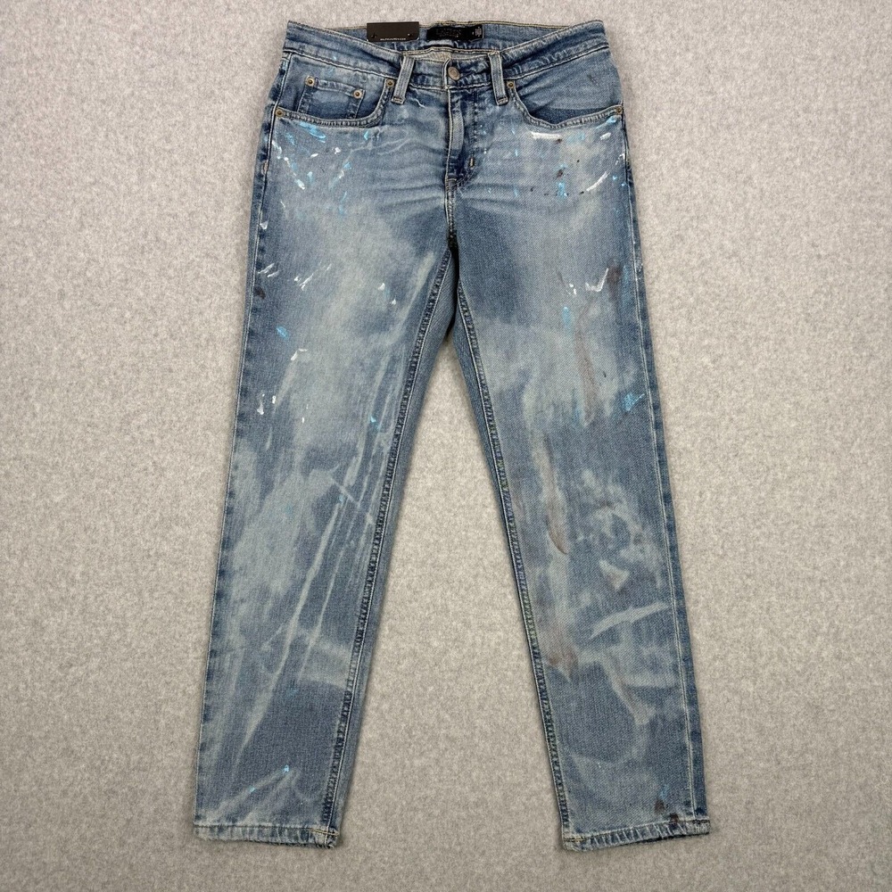 Lauren Ralph Lauren Jeans Womens 0 Blue Paint Splatter Relaxed Tapered Denim - Picture 3 of 13